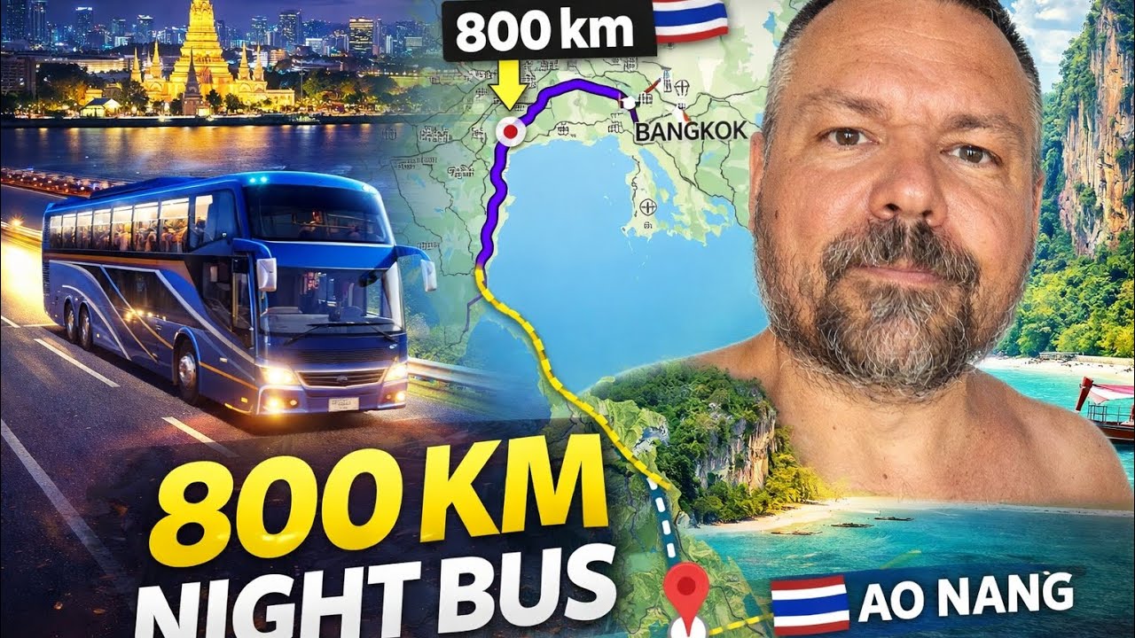 INDULÁS KRABIRA🥳  GYURI MENNI THAILAND🇹🇭2026  Bangkok➡️ Krabi/Ao Nang🇹🇭l🌊Travel Video🌏 800Km/15óra🚍🌐