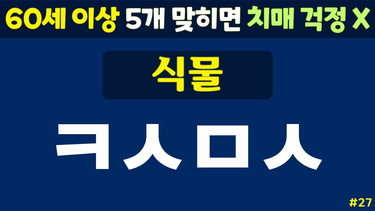 초성퀴즈 - 60세 이상 치매예방체조 #27 | 동물, 과일, 음식 등 | 노인 건강관리 |두뇌 치매예방체조 | 치매테스트,치매예방활동
