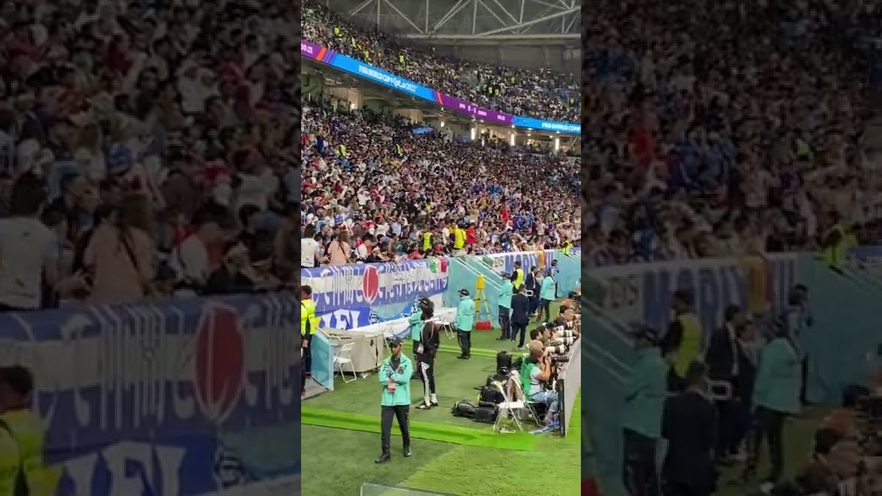 Amazing Japanese fans chant during Japan vs Croatia at 2022 FIFA World Cup in Qataar