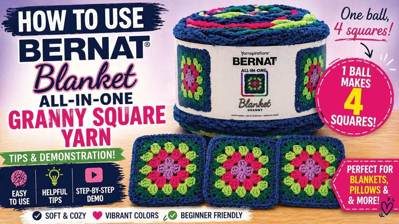 Yarn Review & How to Use Bernat Blanket All in One Granny Square Yarn