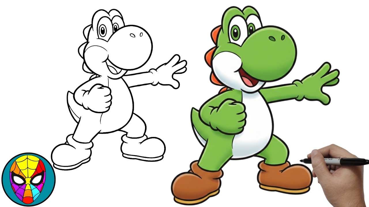 How to Draw Yoshi | Super Mario Bros
