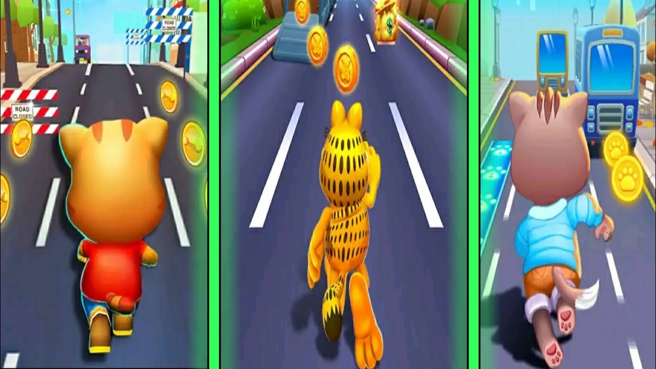 Talk Kitty Run: Cat Dash VS Tricky Cat Chase: Endless Run VS Garfield™ Rush Gameplay