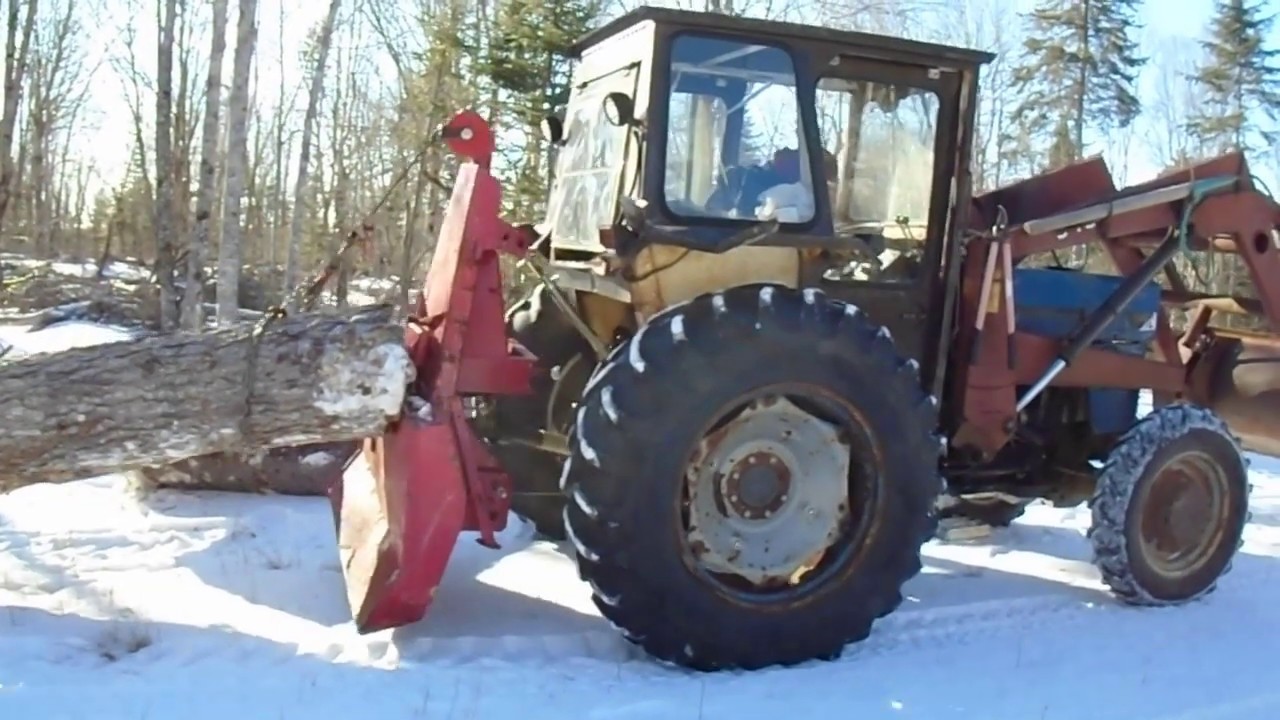08 Skidding logs in the Woodlot with a Tractor Winch
