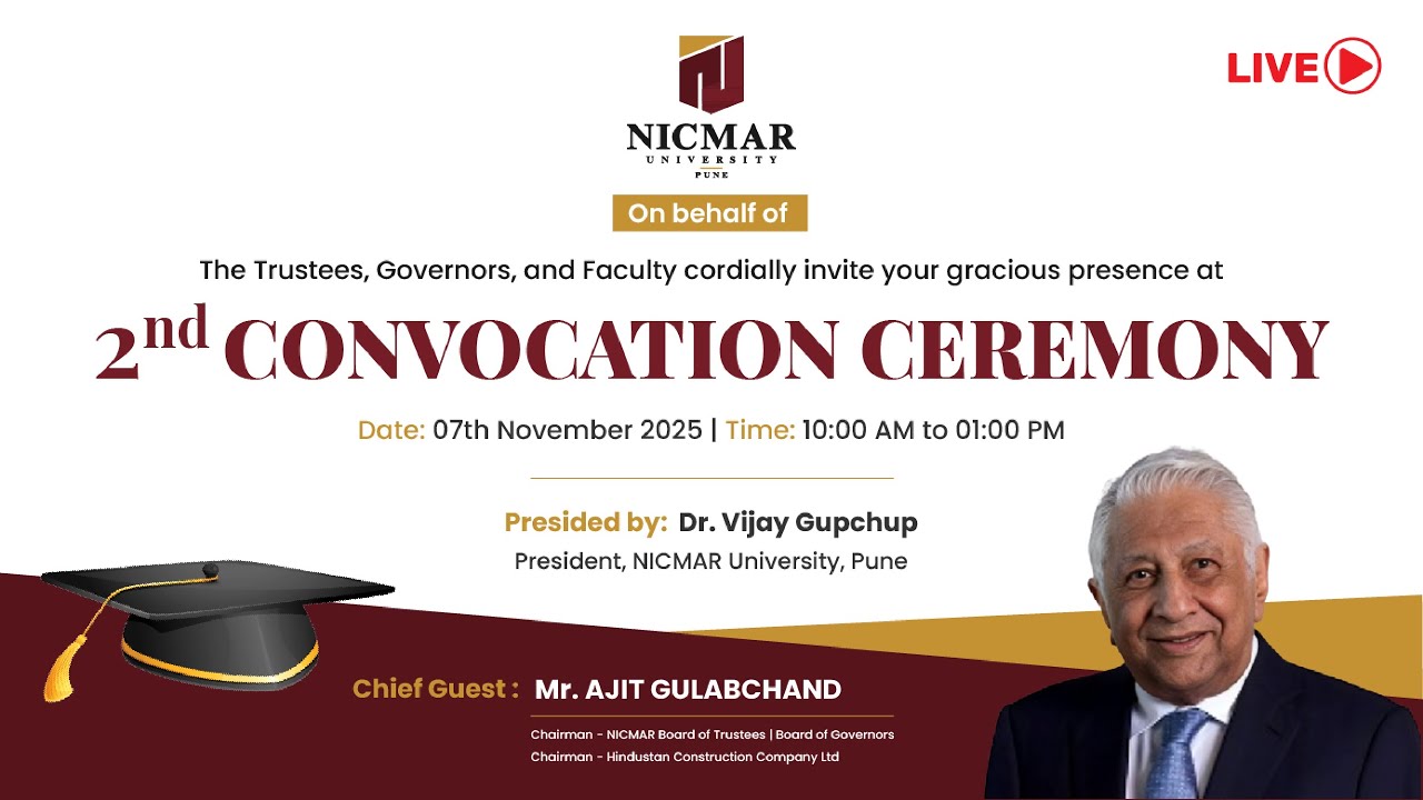 🎓 Watch Live: NICMAR University Pune | 2nd Convocation 2025