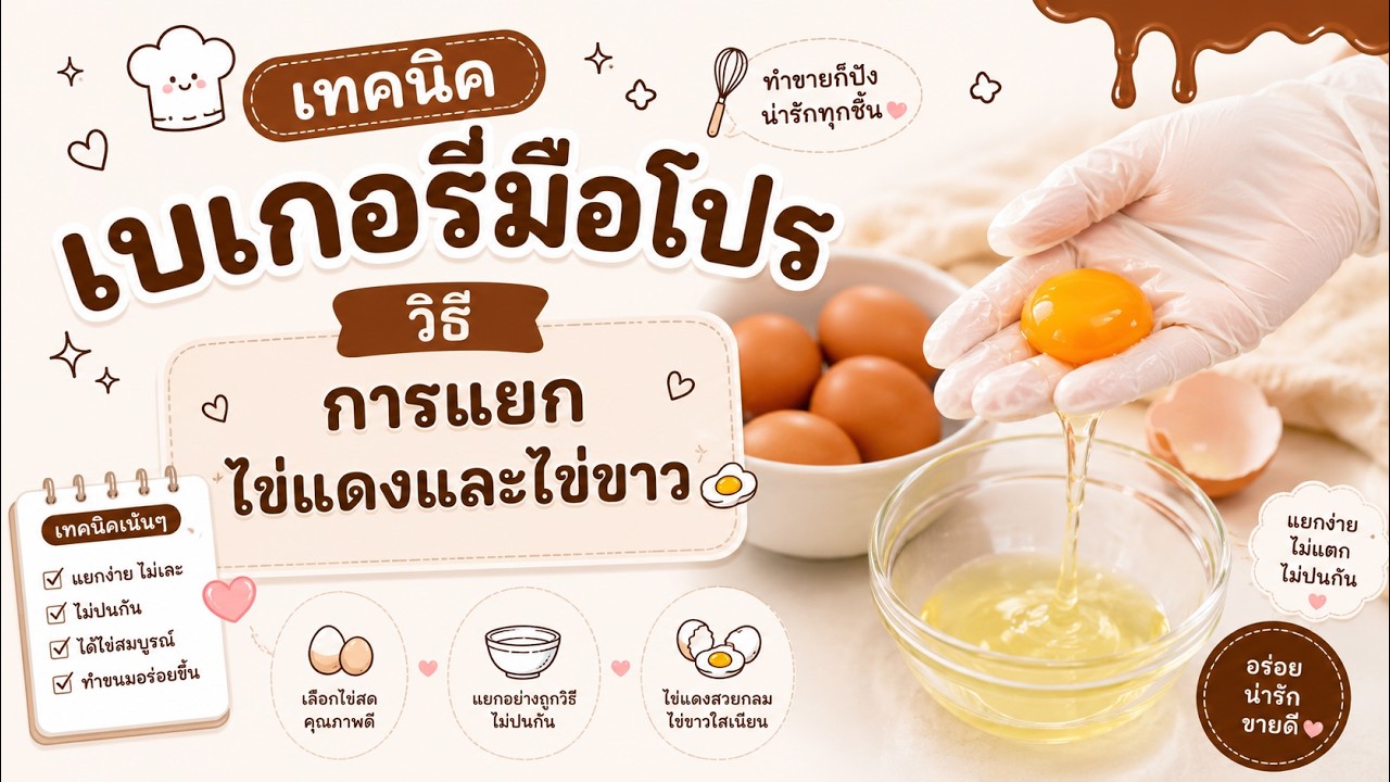 Ep : 28 วิธีการแยกไข่แดงและไข่ขาว | เทคนิคการทำเบเกอรี่ “ ที่คุณต้องรู้ ”