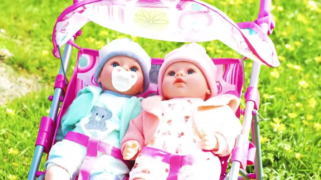 Bibi Doll - Twin Dolls Buggy Stroller Pushchair Doll Accessory Pretend Play Girls Toy