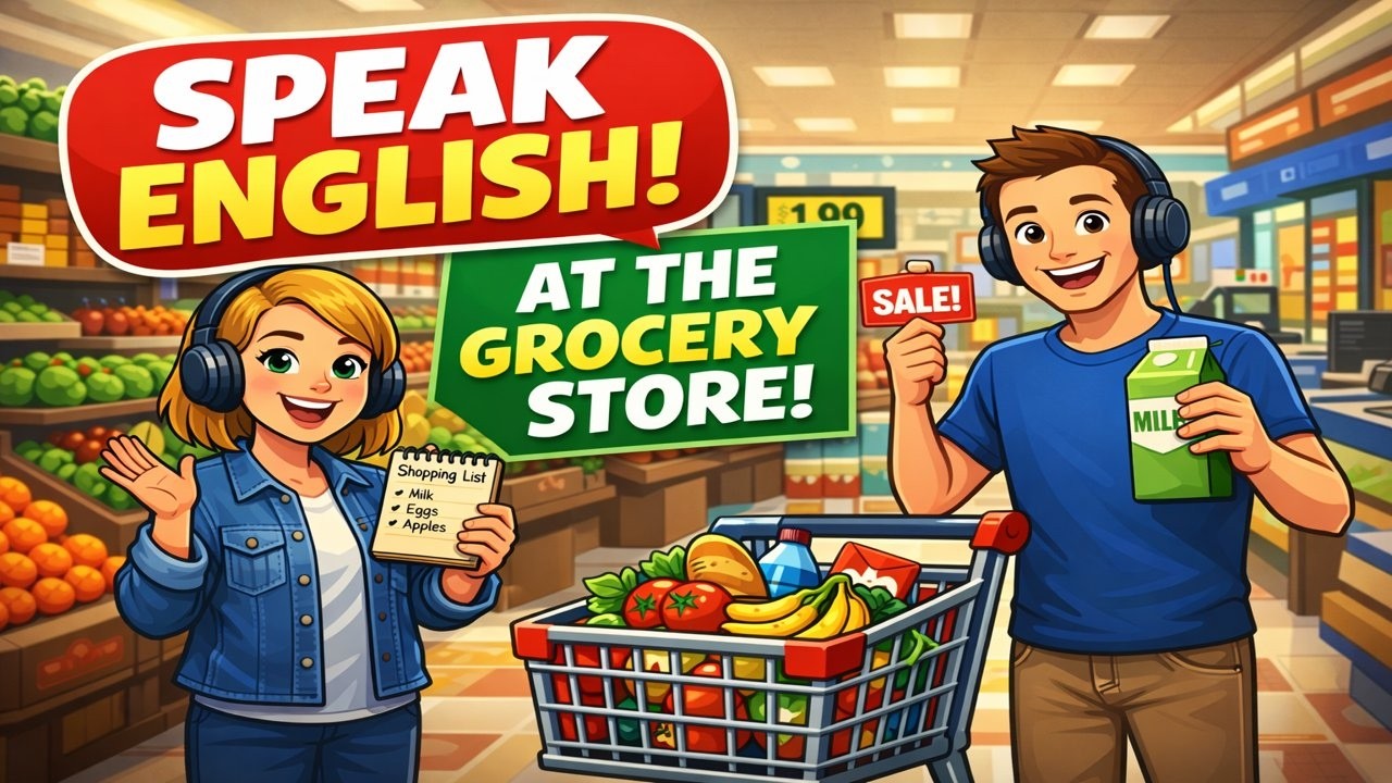 Speak English at the Grocery Store | Real-Life Conversation Practice.
