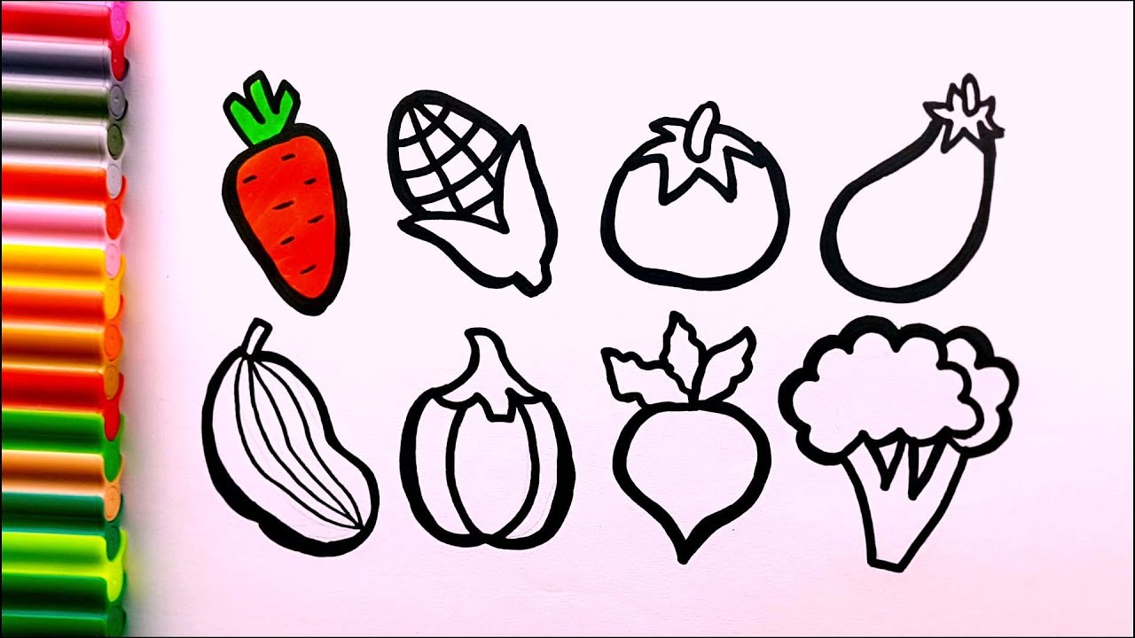 Learn How to Draw Vegetables | Drawing Vegetables Easy For Children | Drawing for toddlers and kids