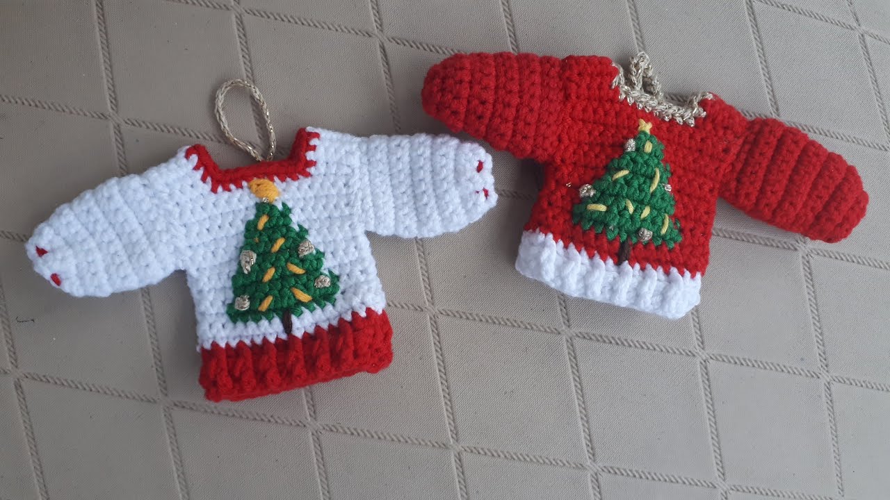 TIĞ İŞİ MİNİ KAZAKLAR(Crochet making christmas ornament little sweaters)