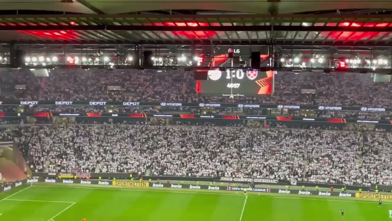Waldstadion with SG Eintracht Frankfurt fans.