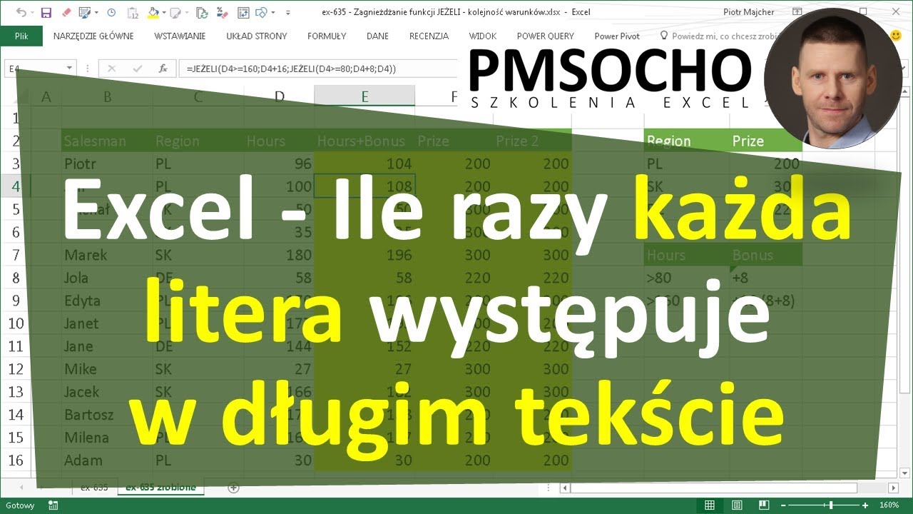 Excel - Ile razy każda litera występuje w długim tekście - Power Query [odc.840]