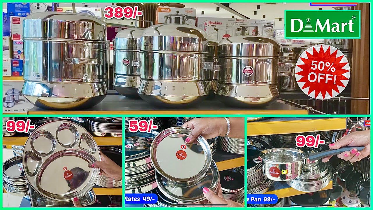 D'MART |Kitchen Stainless-Steel latest collections upto ₹16Rs | dmart shopping haul|Festival offers