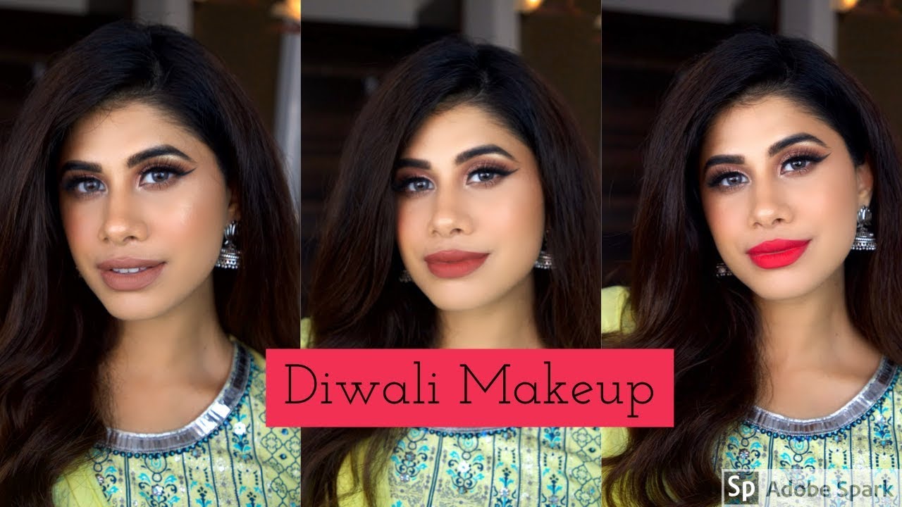 Last Minute Diwali Makeup Look! | 3 Lip options | Malvika Sitlani
