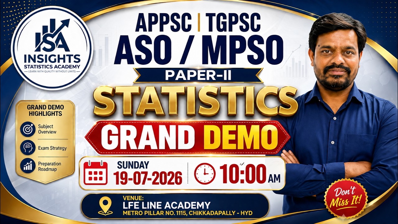 APPSC TGPSC ASO/MPSO 2026 | PAPER-II STATISTICS GRAND DEMO | FREE | Sunday 19 July | 10:00 AM