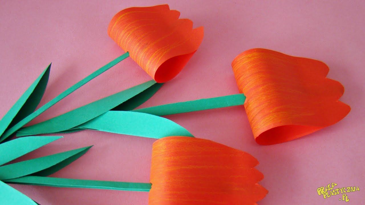 Tulipan z papieru | Tulipan - praca plastyczna | Wiosenne kwiaty