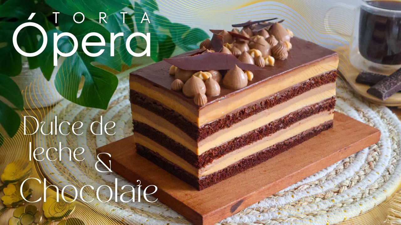 Torta Ópera de CHOCOLATE y DULCE DE LECHE SIN MOLDE | Bizcocho húmedo de chocolate, ganache...