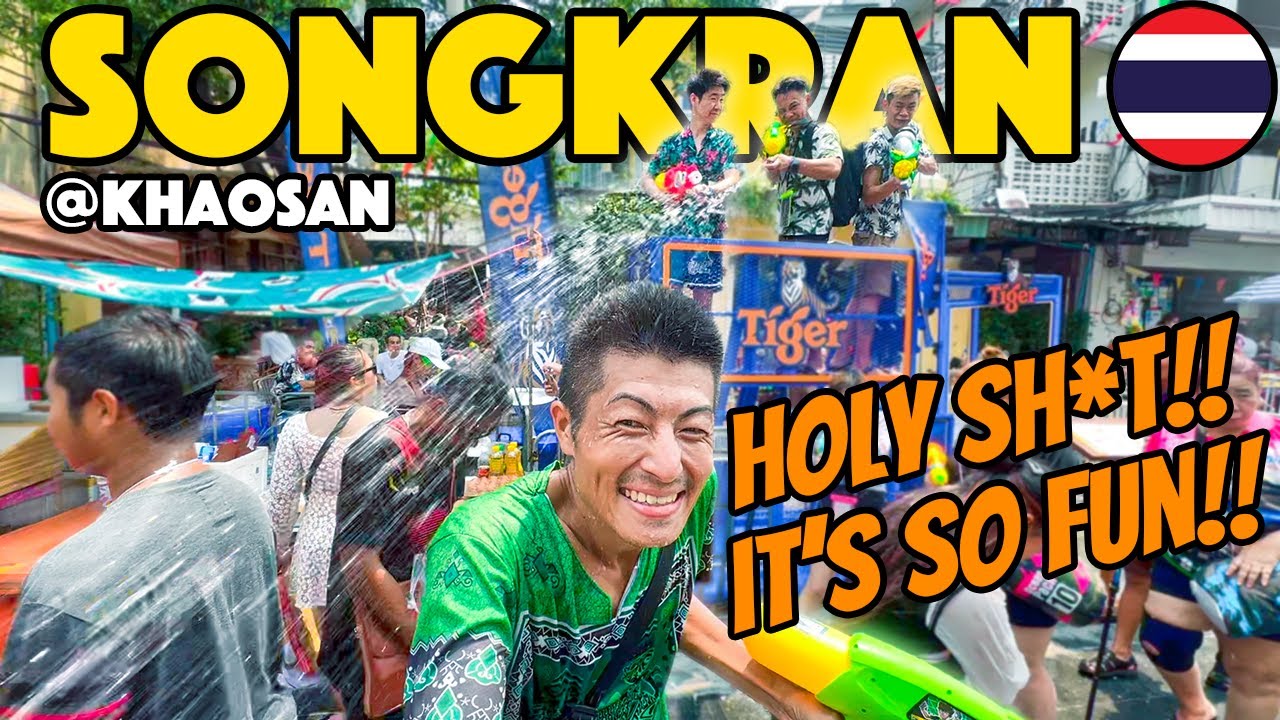 Songkran 2023 in Khaosan 🥳 | Don't come here after 4pm and here's why - Bangkok, Thailand 🇹🇭