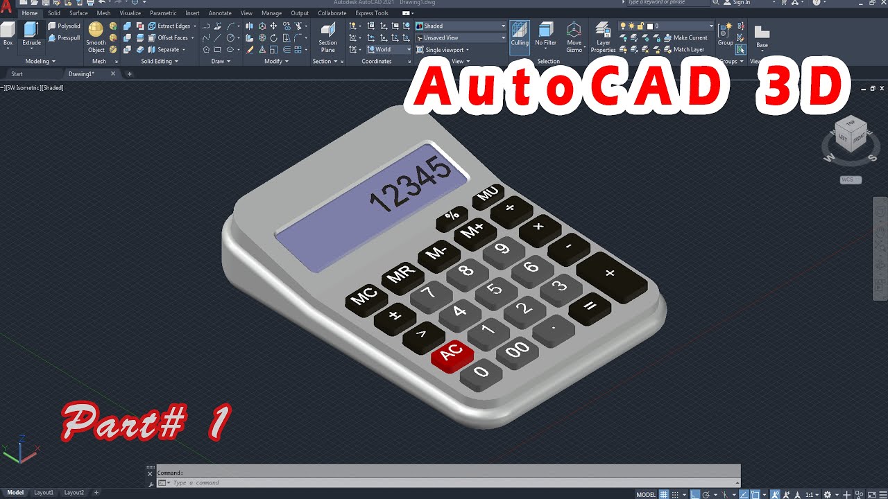 AutoCAD 3D, How to drawing 3D Calculator In Autodesk, AutoCAD, Sketches #Part 1