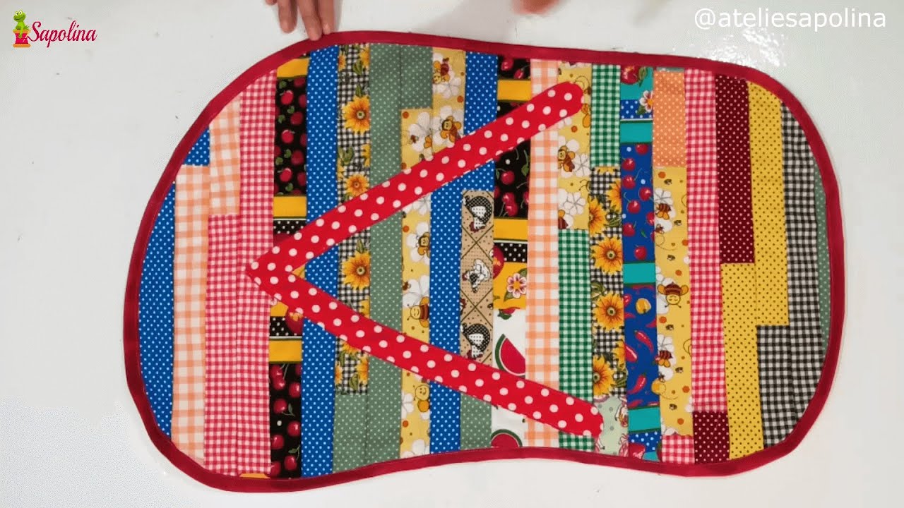Faça o molde tapete chinelo use seus retalhos