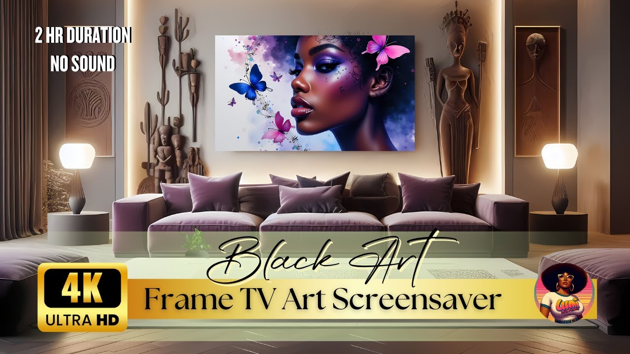 Butterfly Symphony BLACK Afrocentric WALL ART | 4k Frame TV Art | #tvart #frametvart #framedart #4k