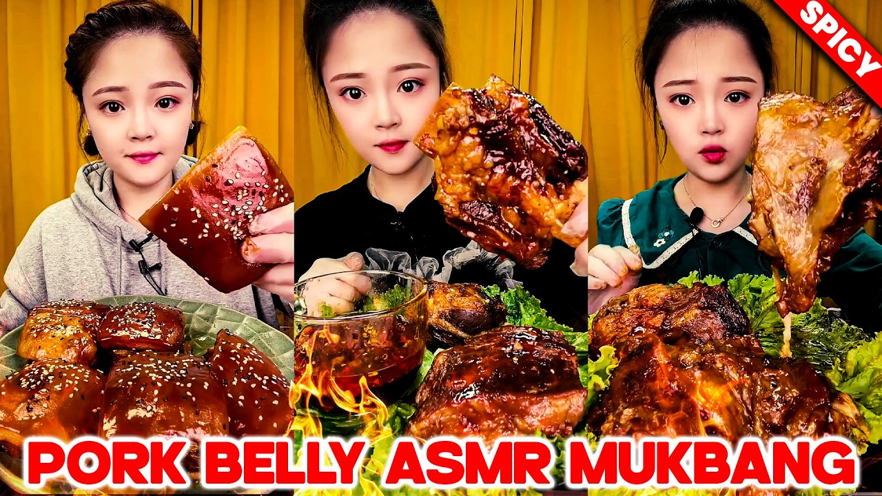 REAL #ASMR #MUKBANG:) SPICY PORK BELLY, STOMACH & MEAT SOOTHING SOUNDS WHIEL ENJOING DELICIOUS FOOD