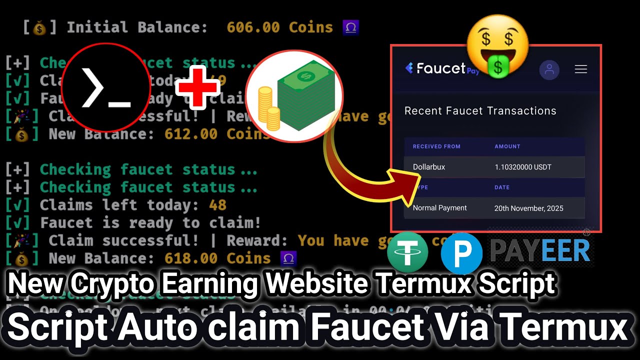 Nuyul Crypto USD Earning Website Script - Auto Claim Faucet Via Termux 2025 Auto Bypass Captacha💯