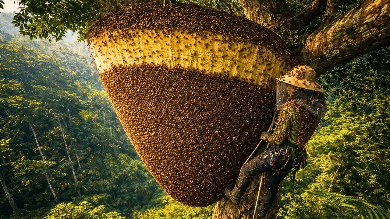 I Found a GIANT Honeycomb in a Tree… (Bees Covered Me!)