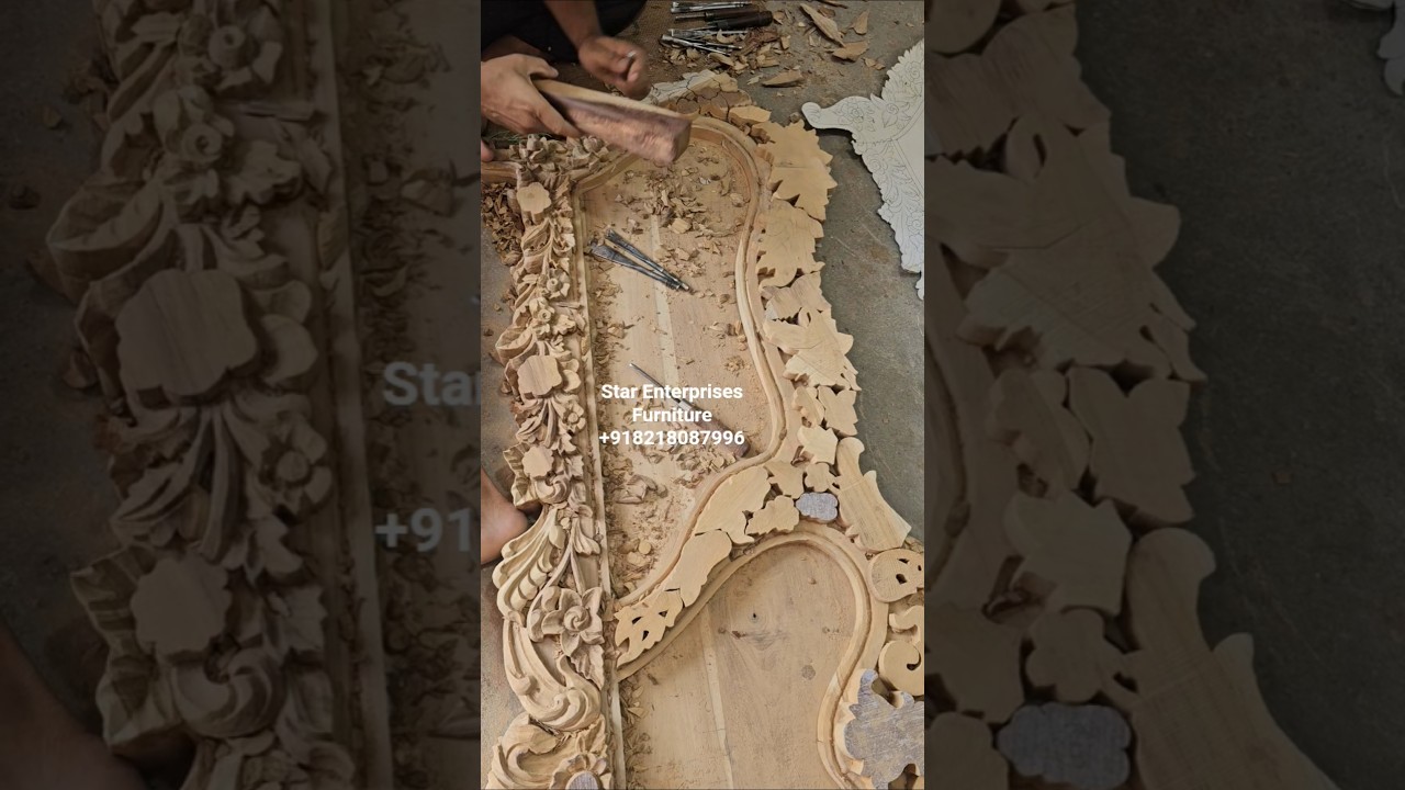 Wood bed footboard carving work by Star Enterprises furniture #starenterprisesfurniture