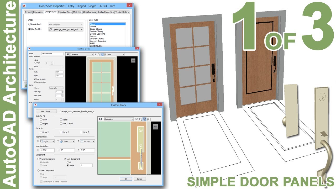 Custom Door Panels using Profiles in AutoCAD Architecture.