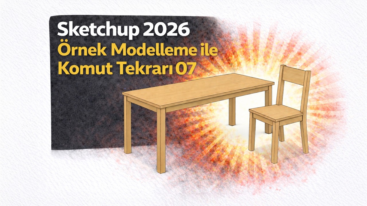 Sketchup 2026 Örnek Modelleme ile Komut Tekrarı 07