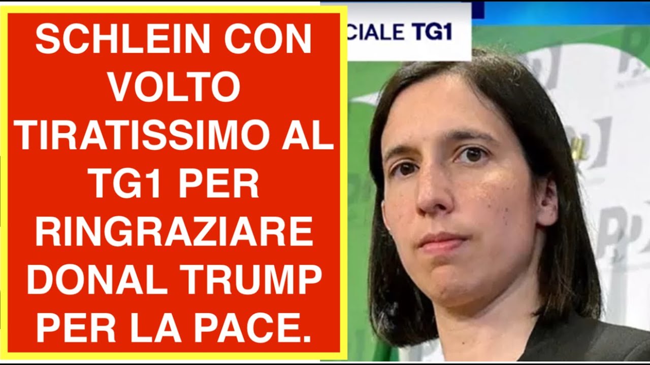 SCHLEIN CON VOLTO TIRATISSIMO AL TG1 PER RINGRAZIARE DONAL TRUMP PER LA PACE.