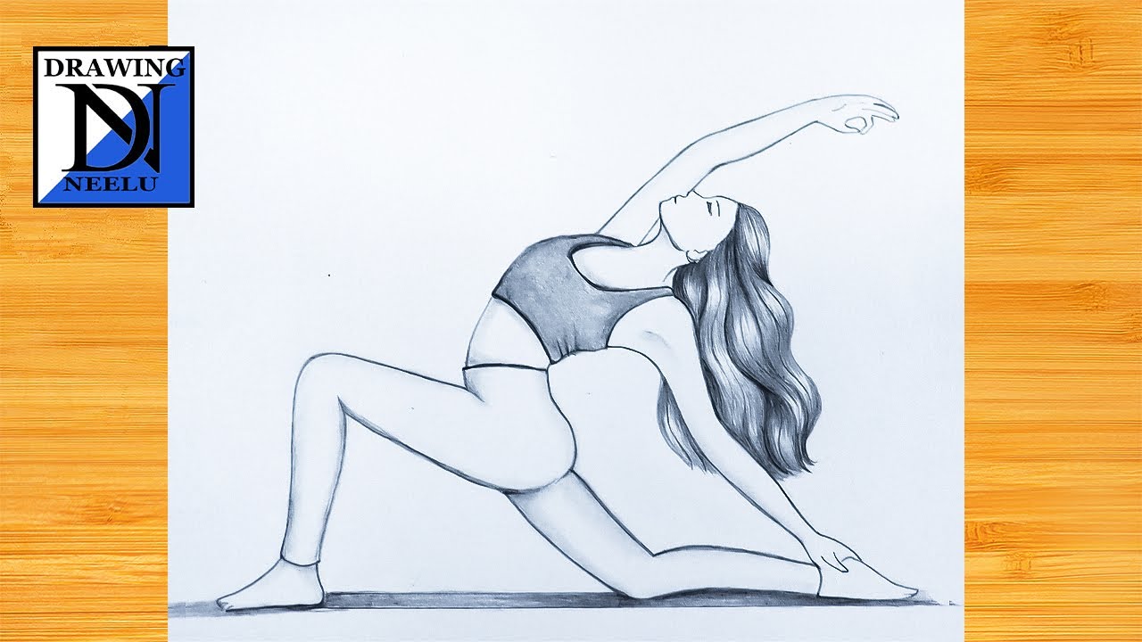 How to draw a Girl Yoga | Step by Step drawing | Pencil drawing | Easy drawing | Girl drawing easy