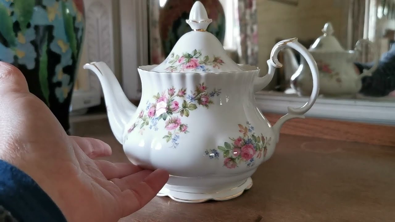 Royal Albert China Moss Rose Large Teapot