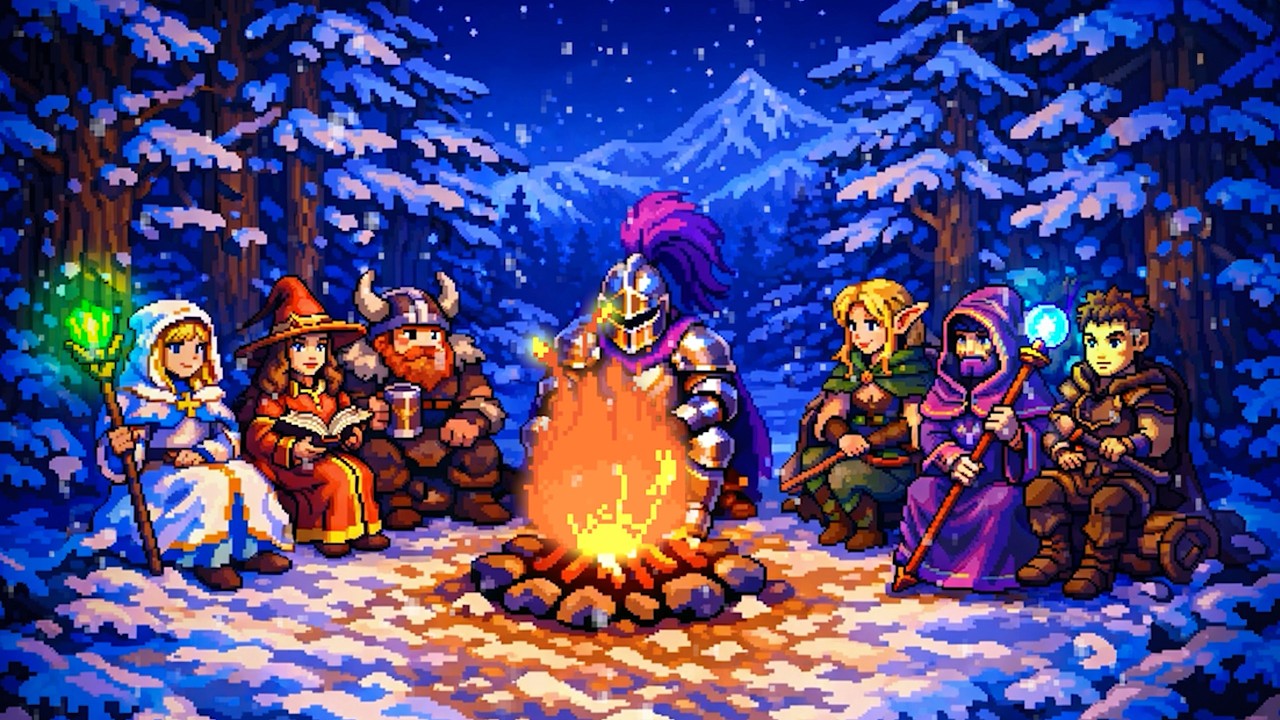 Rest by The Fire.. Medieval Winter Campfire Ambience