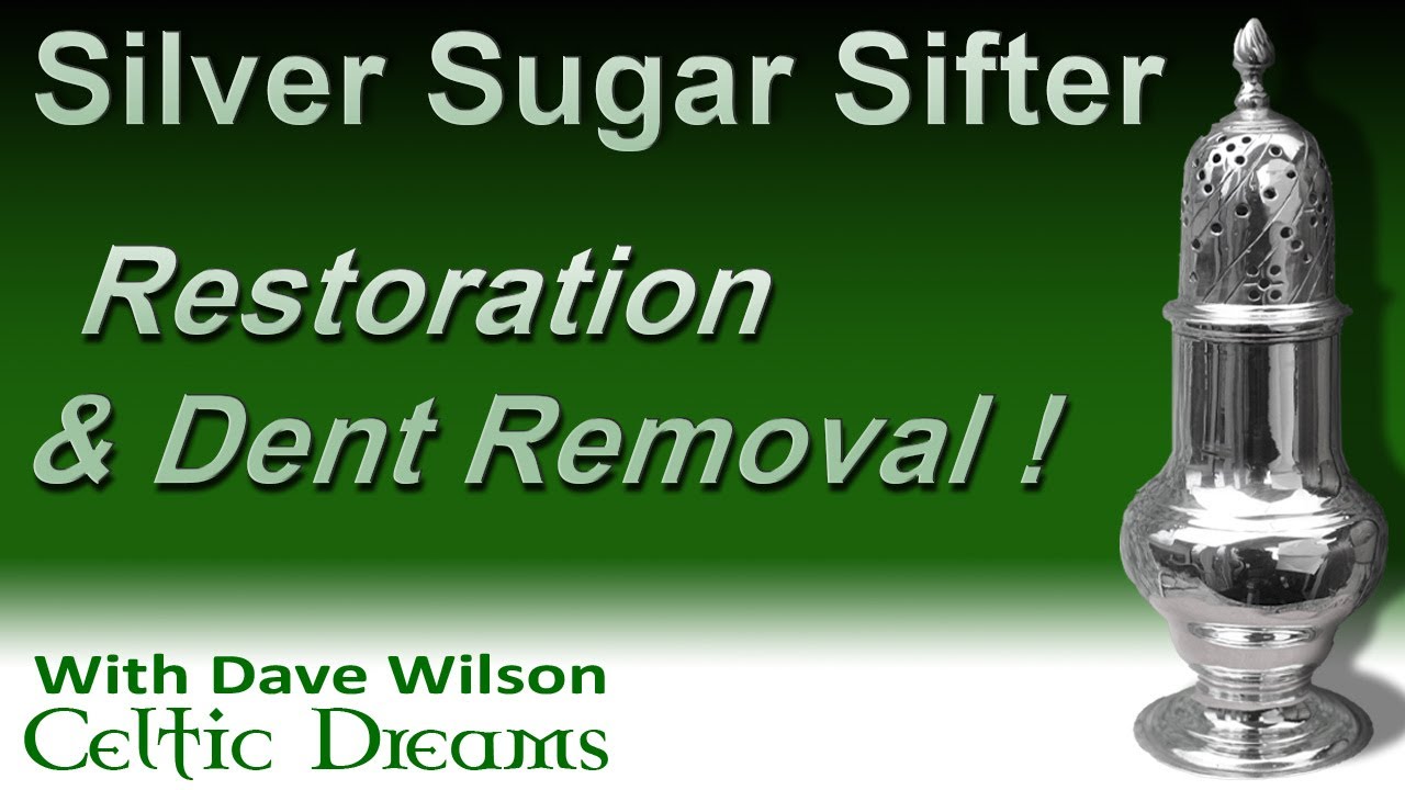 Antique Silver Sugar Sifter Restoration ( dent removal ) -Extended video in HD