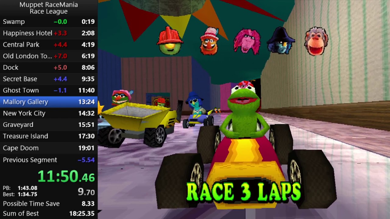 Muppet RaceMania Race League 3 Laps in 18:53.78