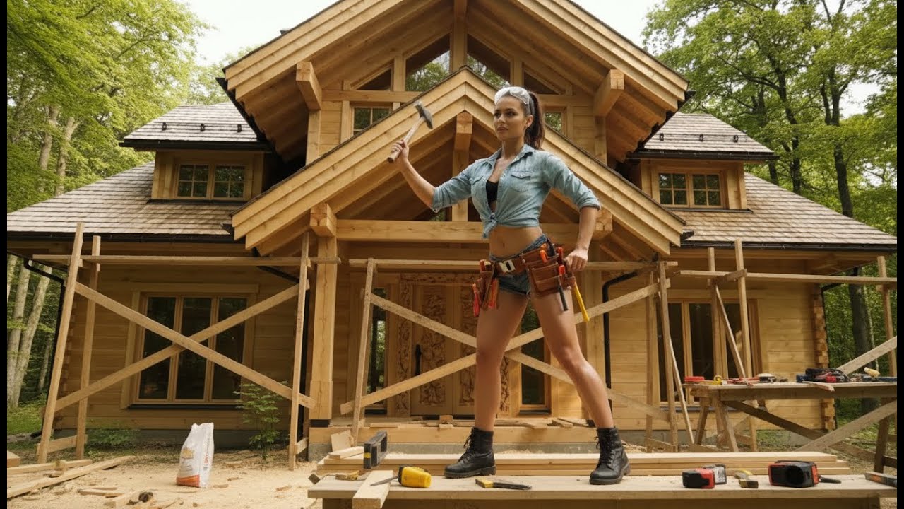 Девушка, которая превратила лесную древесину в деревянный дом своей мечты.
