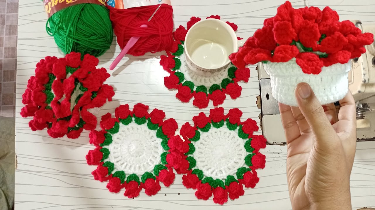 3 in 1 Crochet Flower Coasters 💐 For Cofee Cups | Crochet Motif