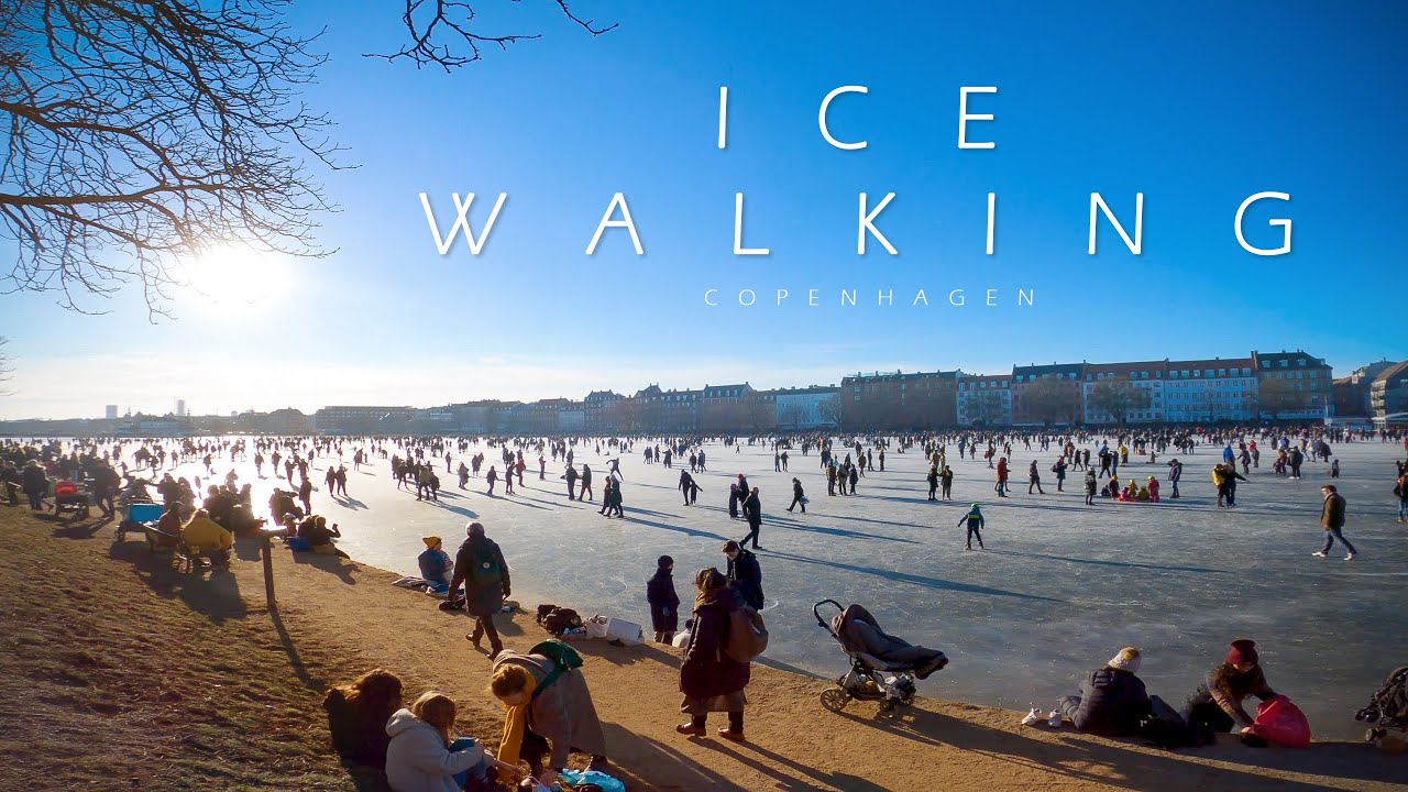 Ice walking at Ørsteds Park, Copenhagen 4K