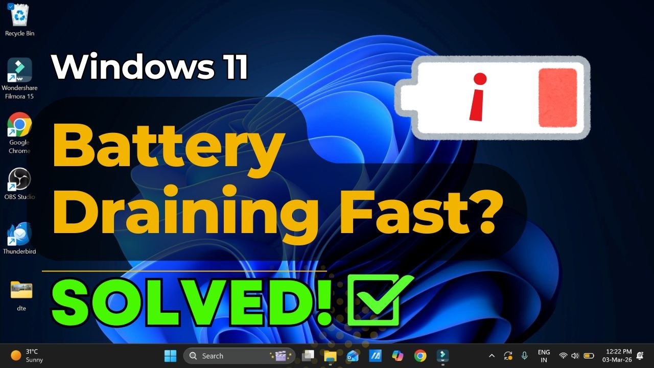 Windows 11 Battery Draining Fast &ndash; 100% Working Fix (Improve Battery Life 2026)