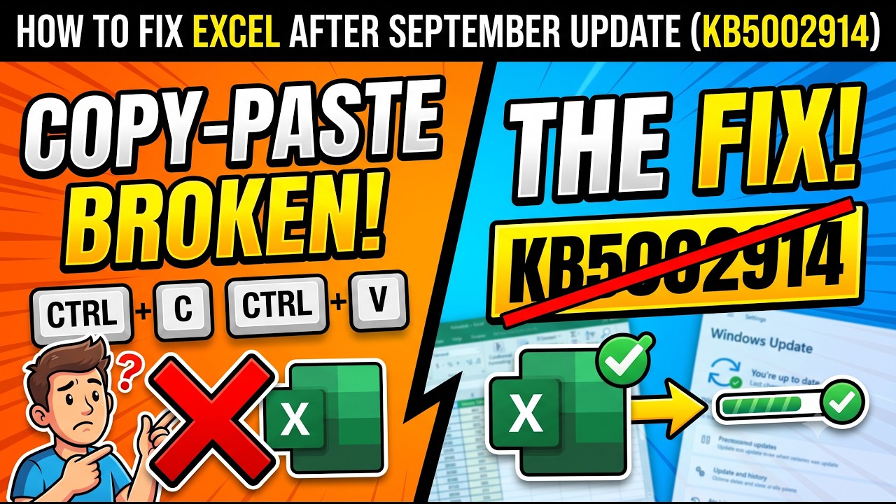 How to fix Excel Copy Paste issue after installing KB5002914 September security update