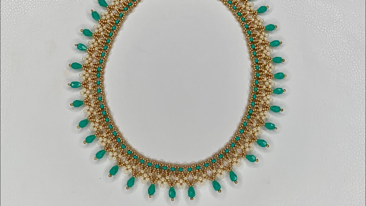 Turquoise Necklace 💎 #beadingnecklace #beadingtutorial