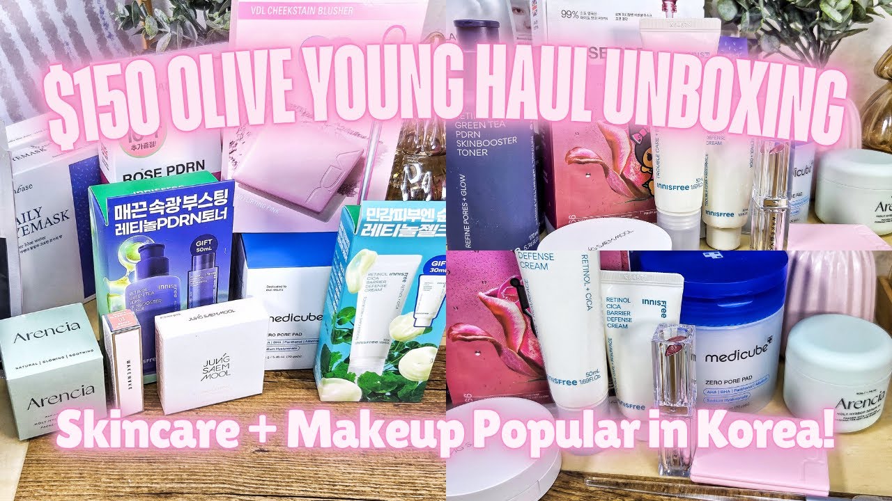 Come Unbox My $200 OLIVE YOUNG K-Beauty HAUL with Me ☺️ | Popular Makeup and Skincare from Korea!
