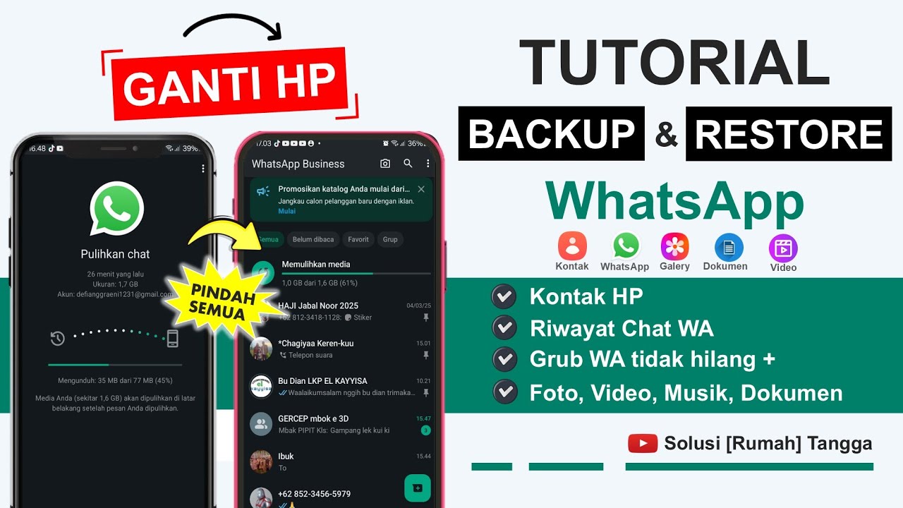 GANTI HP? PINDAH WA? Cara Backup dan Restrore WA ke HP Baru | Cara Memindahkan Chat Whatsapp