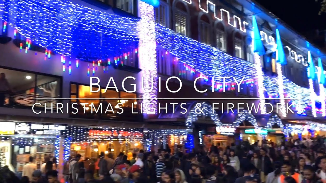 Christmas lights Fireworks in Baguio Session Road