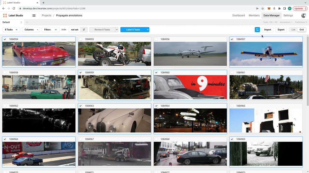 Label Studio - Batch labeling using grid view & Propagate annotations