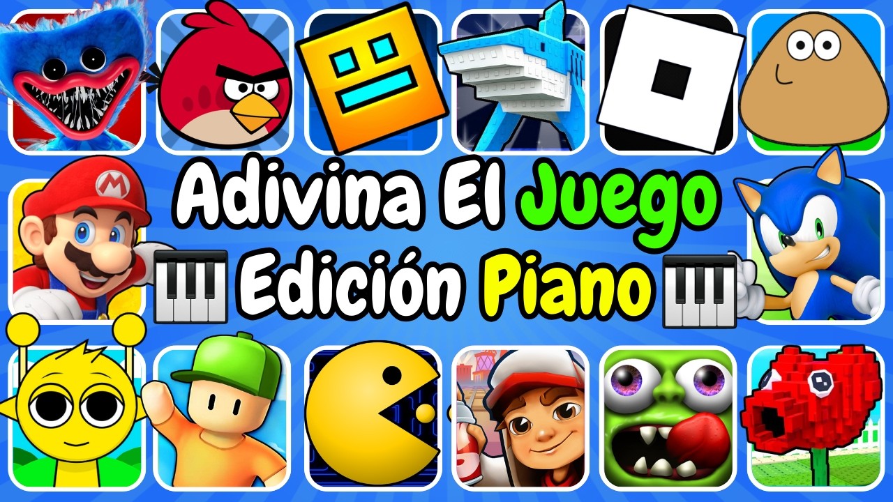Adivina El Juego Por La CANCIÓN🎶Edición PIANO😀🎹Poppy Playtime👀Geometry Dash💙Mario bros❤️Pacman❤️
