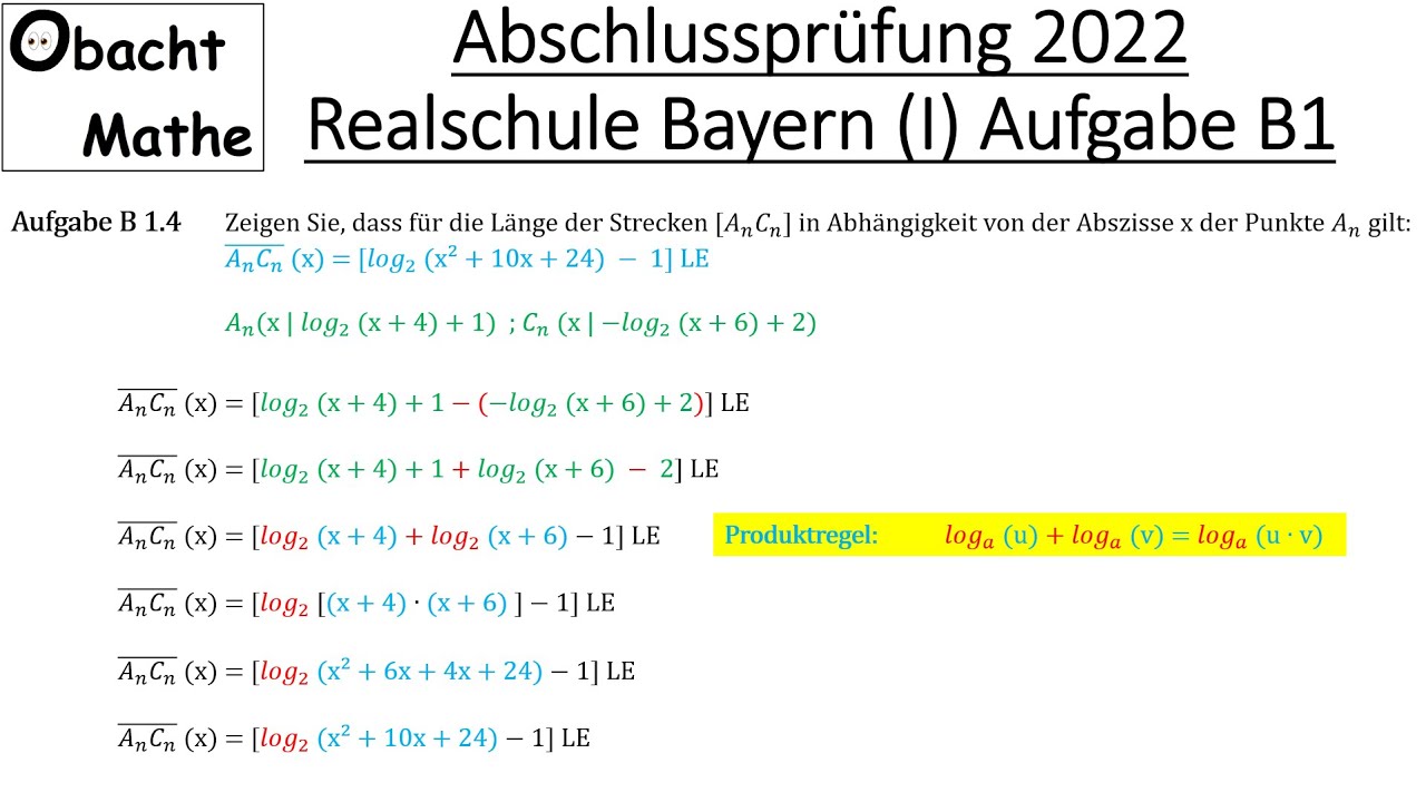 Abschlussprüfung Mathe 2022 Realschule Bayern (Gruppe 1) | Aufgabe B1 vorgerechnet | ObachtMathe