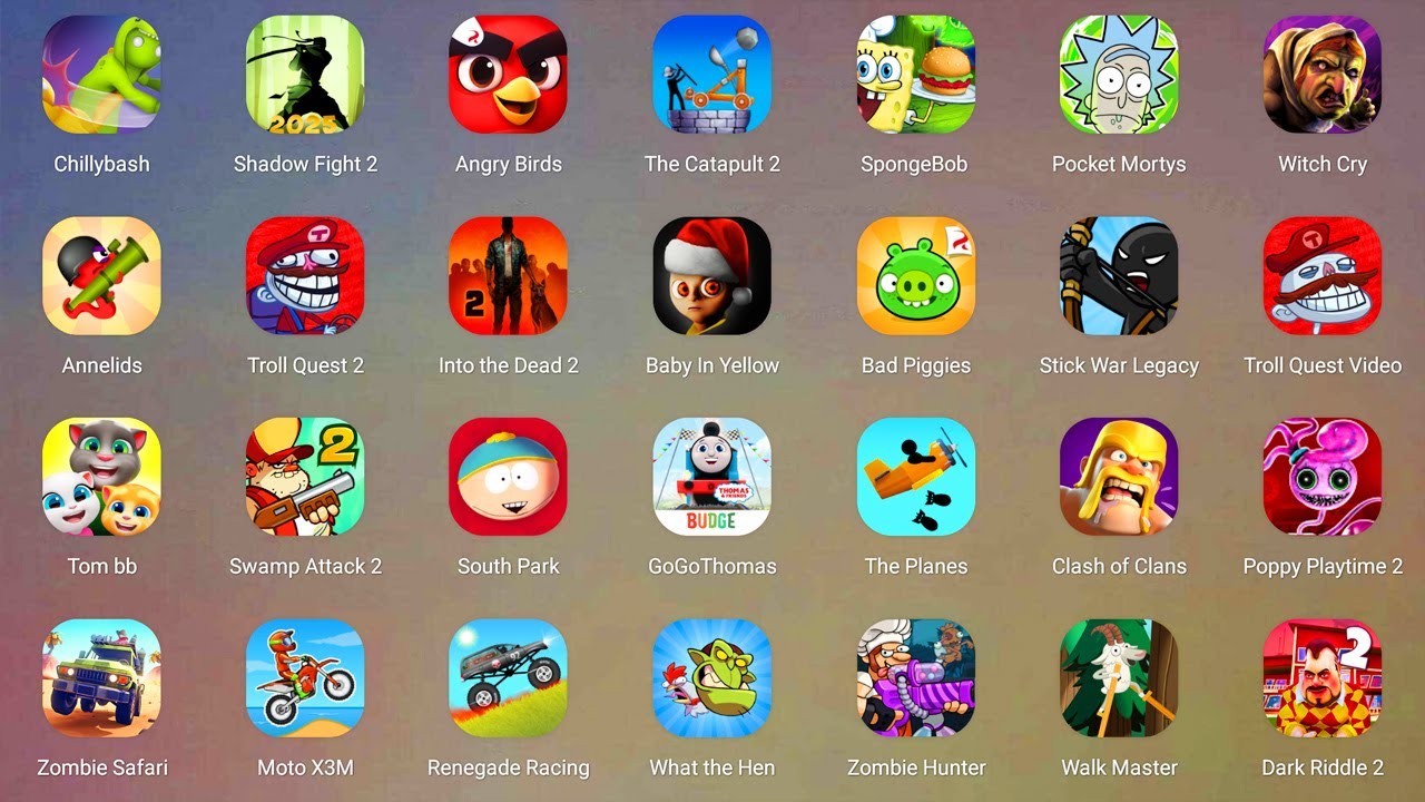 Roblox,Zombie Tsunami,Squid Game Family,Barry Alien Base,Poppy Playtime 4,Scary Teacher 3D,Spider...