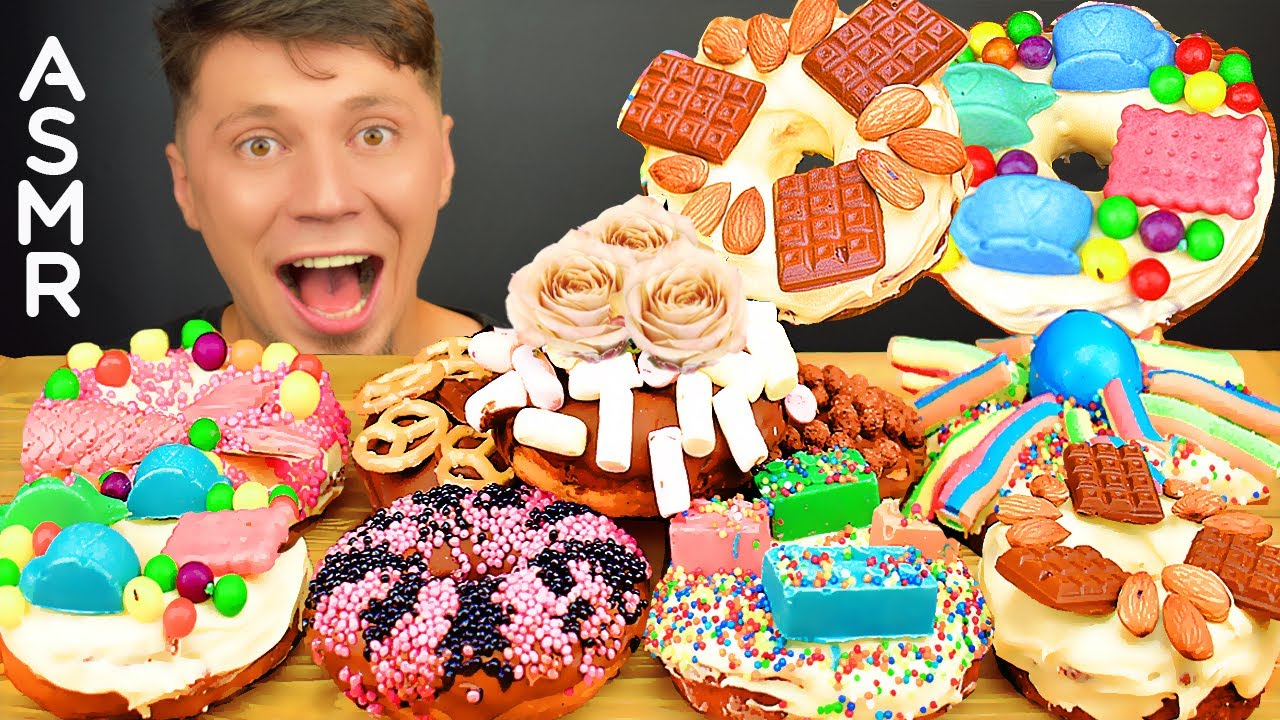 ASMR 😃 CRAZY DONUTS PARTY! | Eating Doughnuts | Mukbang No Talking Guy | STAS ASMR